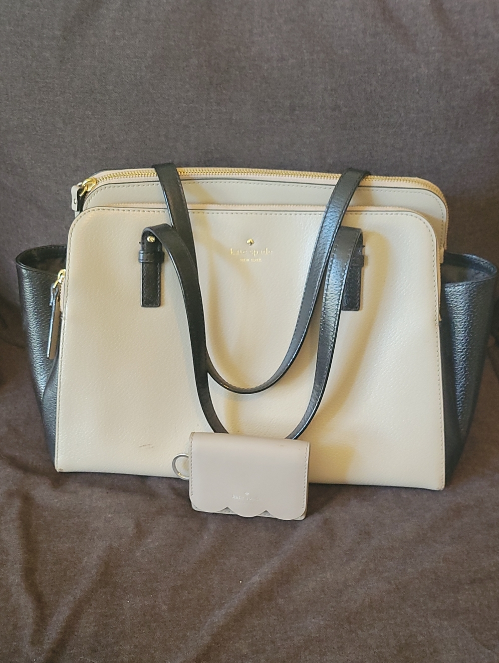 Kate Spade Cream & Black Tote with Pouch